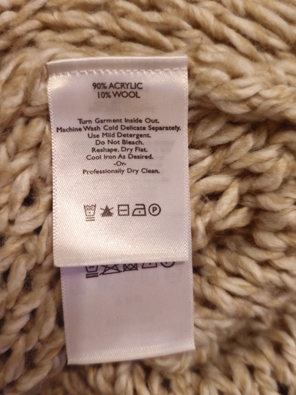 Turtleneck Cable-Knit Poncho Sweater - Beige - Picture 7 of 7